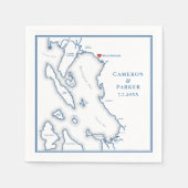 Serviette En Papier Carte Bellingham Washington Mariage élégant (Devant)