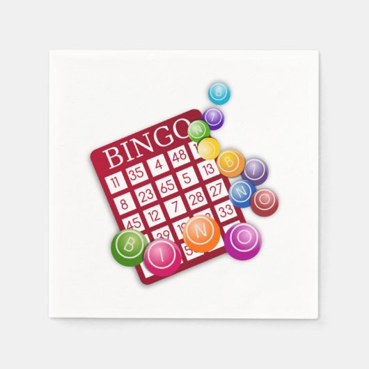 Serviette En Papier Carte BINGO avec boules BINGO (Devant)