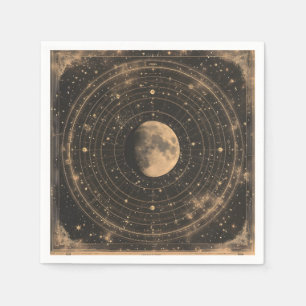 Serviette En Papier Carte céleste lunaire vintage