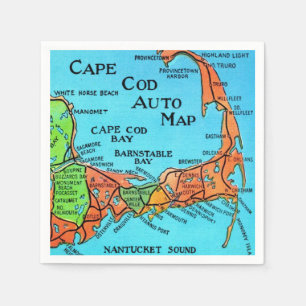 Serviette En Papier Carte colorée de Cape Cod