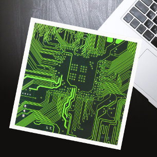 Serviette En Papier Carte cool de circuit informatique verte