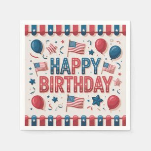 Serviette En Papier Carte d'anniversaire avec un thème patriotique amé