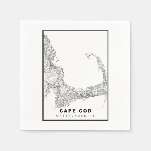 Serviette En Papier Carte de Cape Cod (Devant)