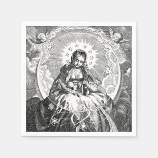 Serviette En Papier Carte de dessin Vierge Marie et Bébé Jésus