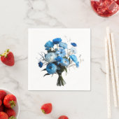 Serviette En Papier Carte de fleurs bleues et blanches (En situation)