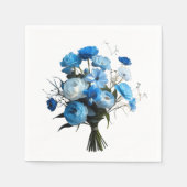 Serviette En Papier Carte de fleurs bleues et blanches (Devant)