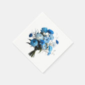 Serviette En Papier Carte de fleurs bleues et blanches (Coin)