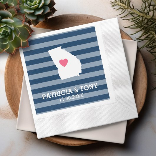 Serviette En Papier Carte de Géorgie Maison avec cœur personnalisé