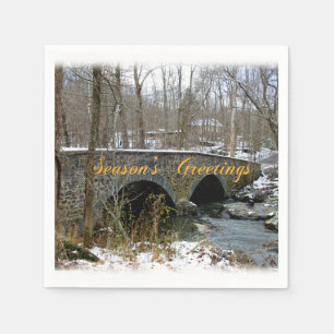 Serviette En Papier Carte de Joyeuses Fêtes - pont en pierre de voûte
