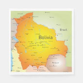 Serviette En Papier Carte de la Bolivie avec les villes et les frontiè (Devant)