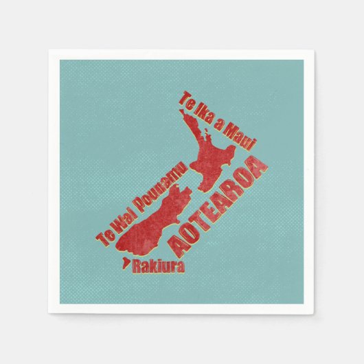 Serviette En Papier Carte de la Nouvelle-Zélande Aotearoa (Devant)