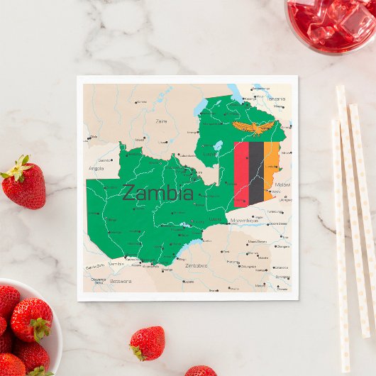Serviette En Papier Carte De La Zambie