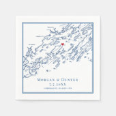 Serviette En Papier Carte de l'île Chebeague Maine Marine Mariage élég (Devant)