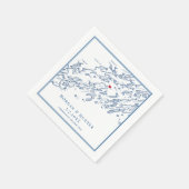 Serviette En Papier Carte de l'île Chebeague Maine Marine Mariage élég (Coin)
