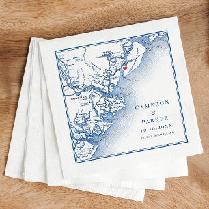 Serviette En Papier Carte de l'île de Hilton Head SC Élégant mariage b