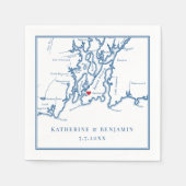Serviette En Papier Carte de l'île de Newport Rhode Marine Mariage élé (Devant)