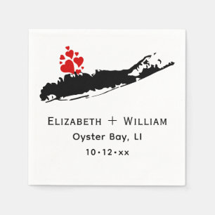 Serviette En Papier Carte de Long Island NY en silhouette DIY couleurs