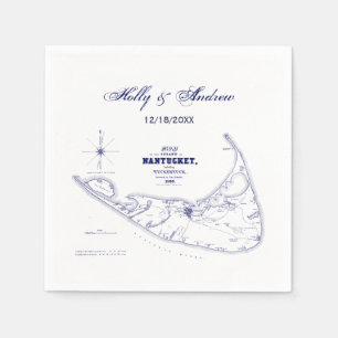 Serviette En Papier Carte de Long Island The Hamptons Bleu Marine Mari