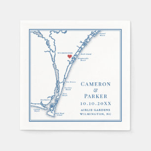 Serviette En Papier Carte de mariage Airlie Gardens Navy Wilmington NC