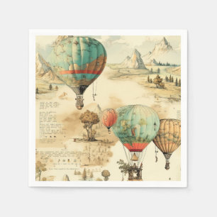 Serviette En Papier Carte de montagne sauvage en ballon vintage