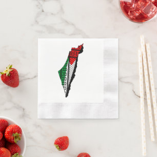 Serviette En Papier Carte de Palestine avec drapeau et Motif Keffiyeg