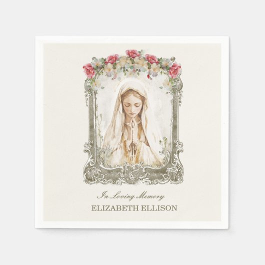 Serviette En Papier Carte de prière Mémorial catholique Marie (Devant)