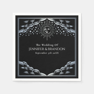Serviette En Papier Carte de tarot Mariage Soleil et Lune Argent