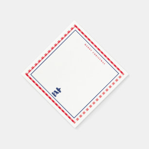 Serviette En Papier Carte de vœux chic à carreaux de Noël