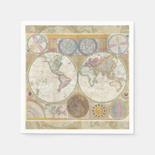 Serviette En Papier Carte de voyage antique vintage Géographie du mond