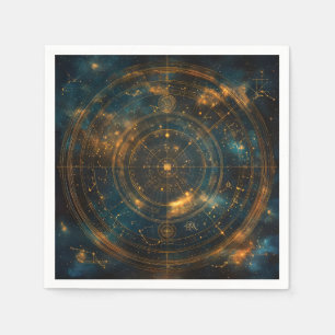 Serviette En Papier Carte des étoiles célestes d'or