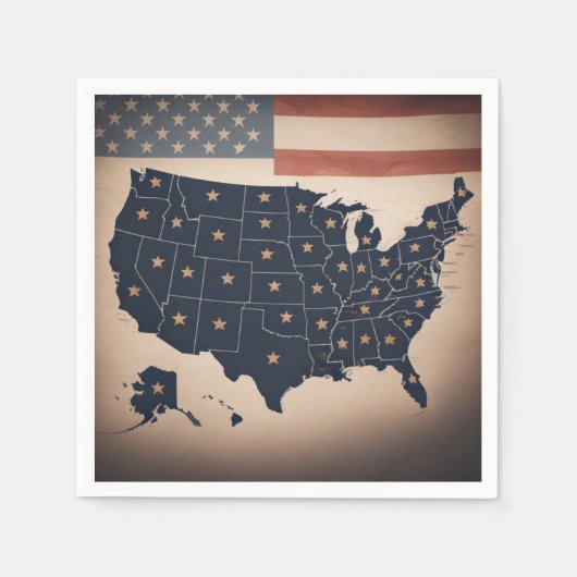 Serviette En Papier Carte des USA (Devant)