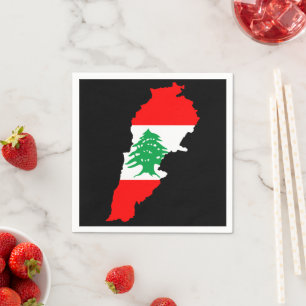 Serviette En Papier Carte du Liban avec drapeau