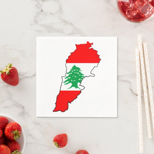Serviette En Papier Carte du Liban avec drapeau (En situation)