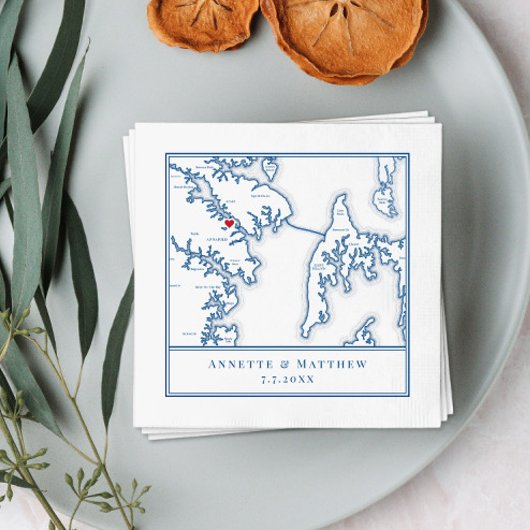 Serviette En Papier Carte du Maryland d'Annapolis Mariage élégant