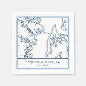 Serviette En Papier Carte du Maryland d'Annapolis Mariage élégant (Devant)