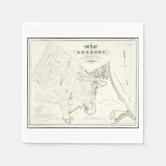 Serviette En Papier Carte du Massachusetts de Duxbury (Devant)