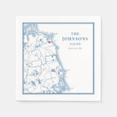 Serviette En Papier Carte du Massachusetts Scituate Nom Code postal (Devant)