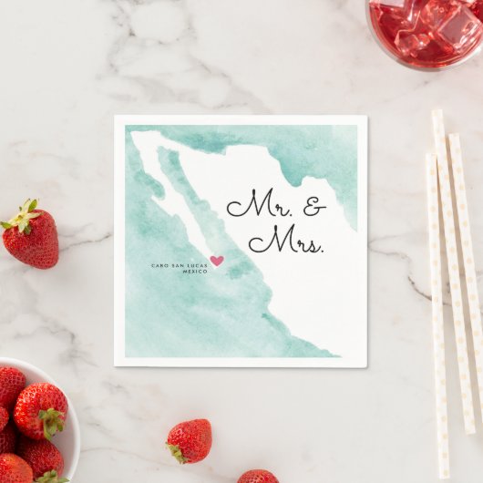 Serviette En Papier Carte du Mexique | M. & Mme | Mariage de destinati (En situation)