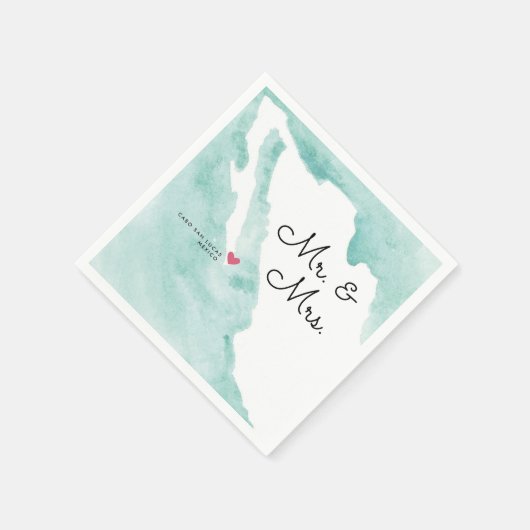 Serviette En Papier Carte du Mexique | M. & Mme | Mariage de destinati (Coin)