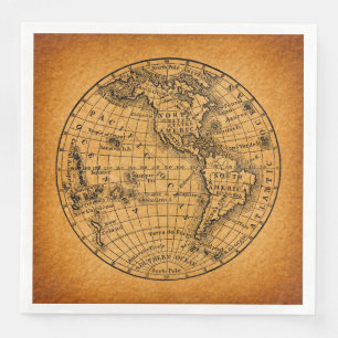 Serviette En Papier Carte du monde antique Art Vintage