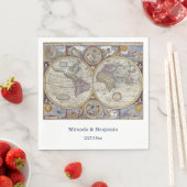 Serviette En Papier Carte du monde antique n°3 (En situation)