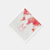 Serviette En Papier Carte du monde aquarelle Destination Mariage Monog (Coin)