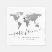 Serviette En Papier Carte du Monde Argent Voyage Fête à thème (Devant)