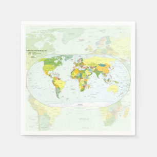 Serviette En Papier Carte du monde Atlas Poster Politique : Décoration