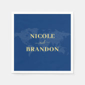 Serviette En Papier Carte du monde bleu Destination Mariage (Devant)