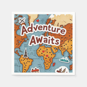 Serviette En Papier Carte du monde de voyage avec devis