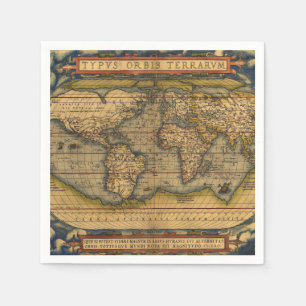 Serviette En Papier Carte du monde d'Ortelius 1570 : Cartographie anti
