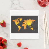 Serviette En Papier Carte du monde lumineux en orange et jaune (En situation)