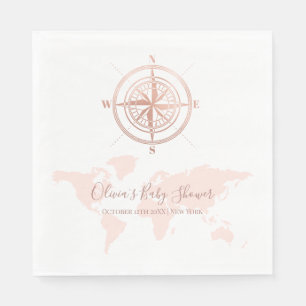 Serviette En Papier Carte du monde Neutre Voyage Baby shower d'aventur