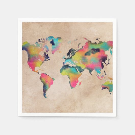 Serviette En Papier carte du monde Papier serviettes (Devant)